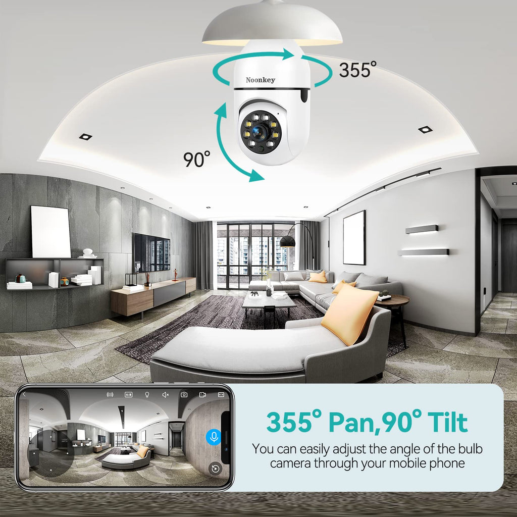 Light Bulb Security Camera 2K 3MP WiFi 360° Color Night Vision Two-Way Talk F260975