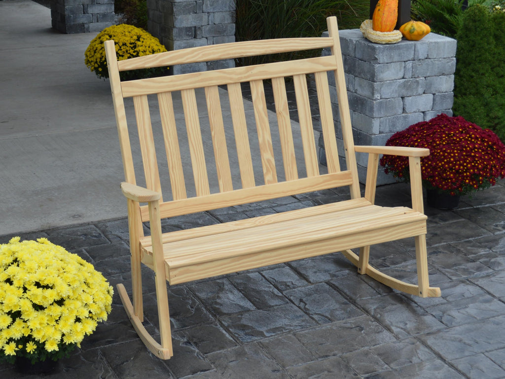 51 Inch Unfinished Pine Wood Double Rocking Chair K2250