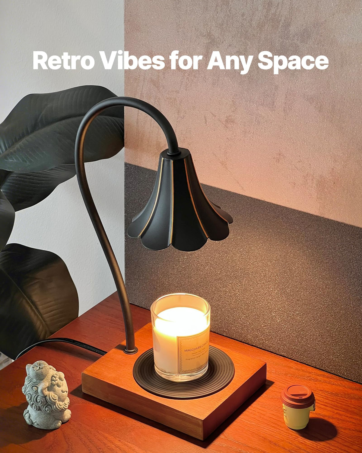Black Candle Warmer Lamp with Timer & Stepless Dimmable O7915