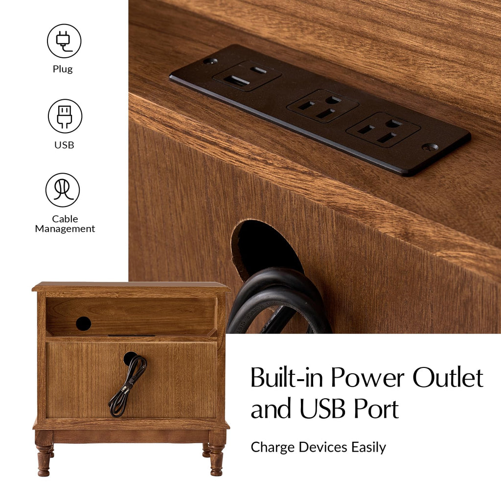2-Drawer End Table with Charging Station Y607