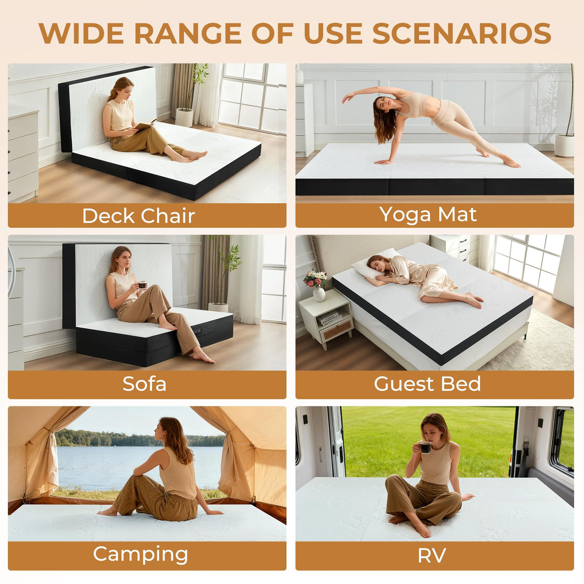 4 Inch Full Size Foldable Memory Foam Trifold Mattress E3142