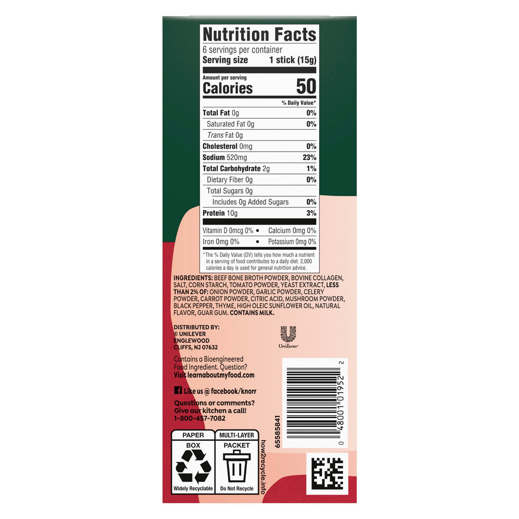 Beef Bone Broth Instant Powder Mix Packets, 6 Count T3571
