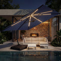 11x11ft Solar Powered Led Cantilever Umbrella with Base G3812