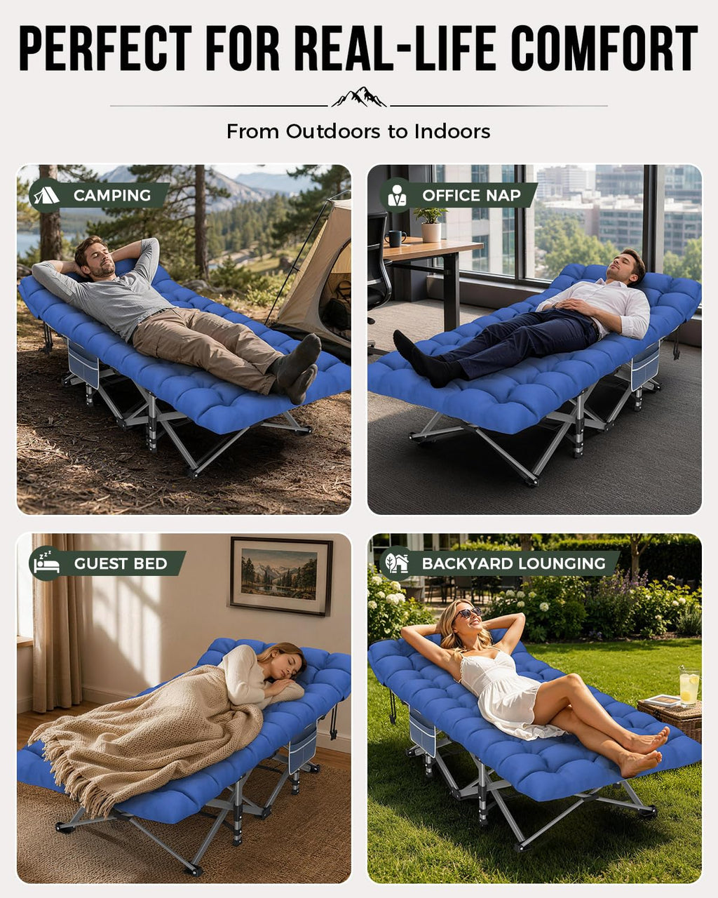 32in XXL Folding Camping Cot with Mattress X97488