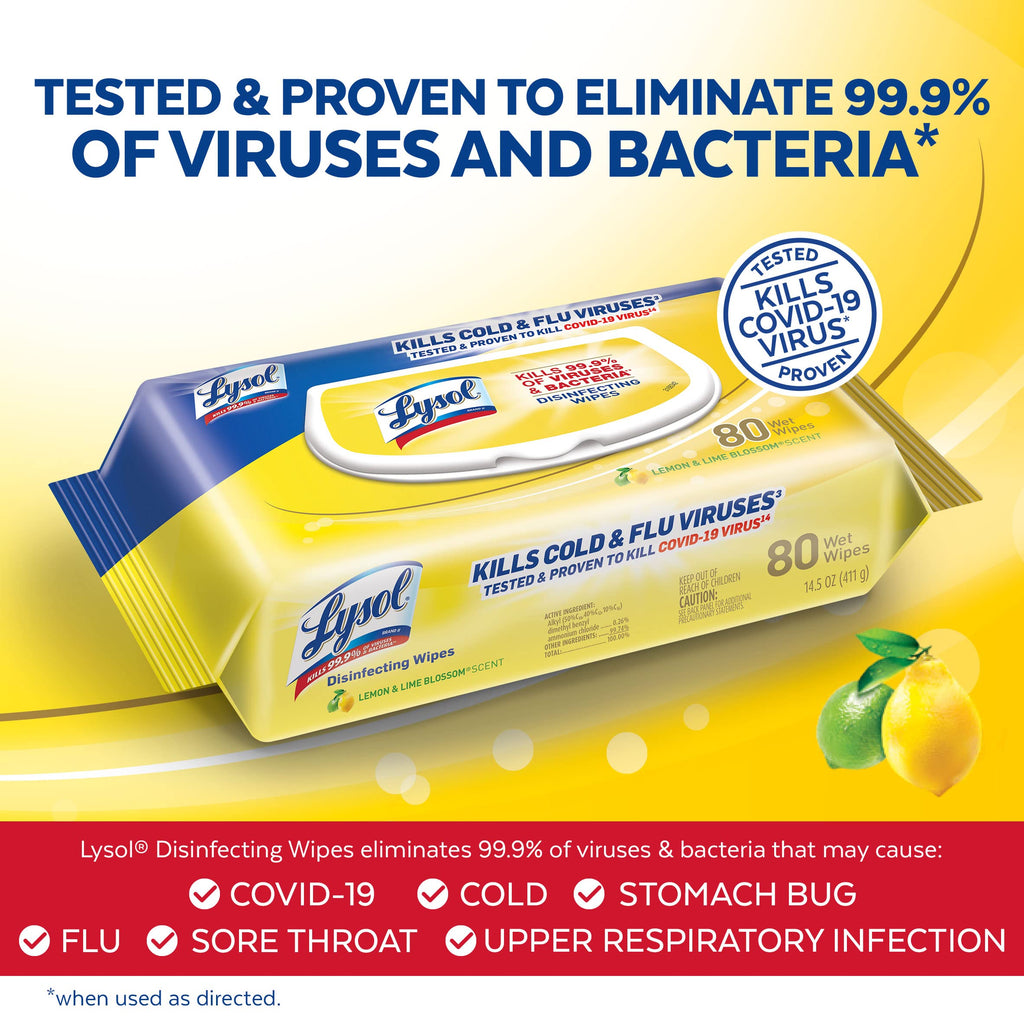 Multi-Surface Antibacterial Cleaning Wipes, Lemon and Lime Blossom, 480 Count O399