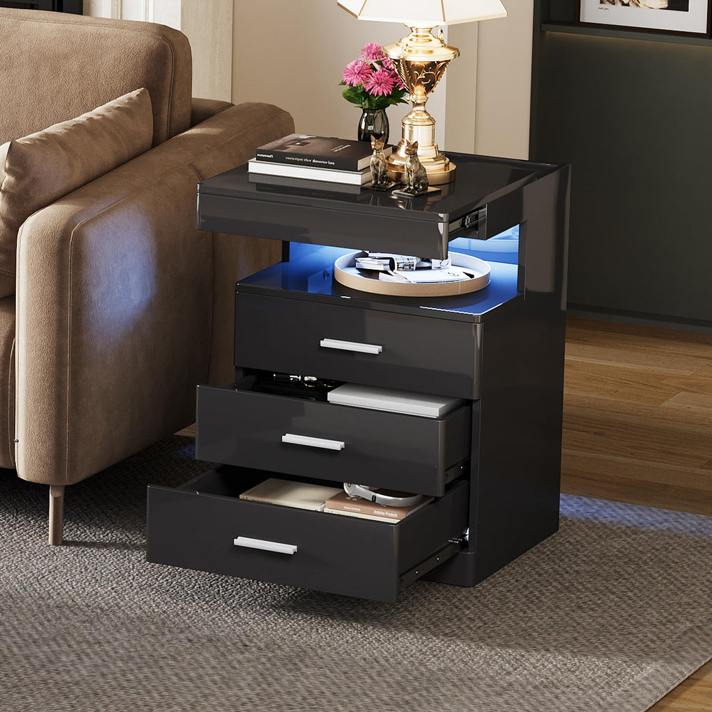 Led Nightstand with Charging Station B141