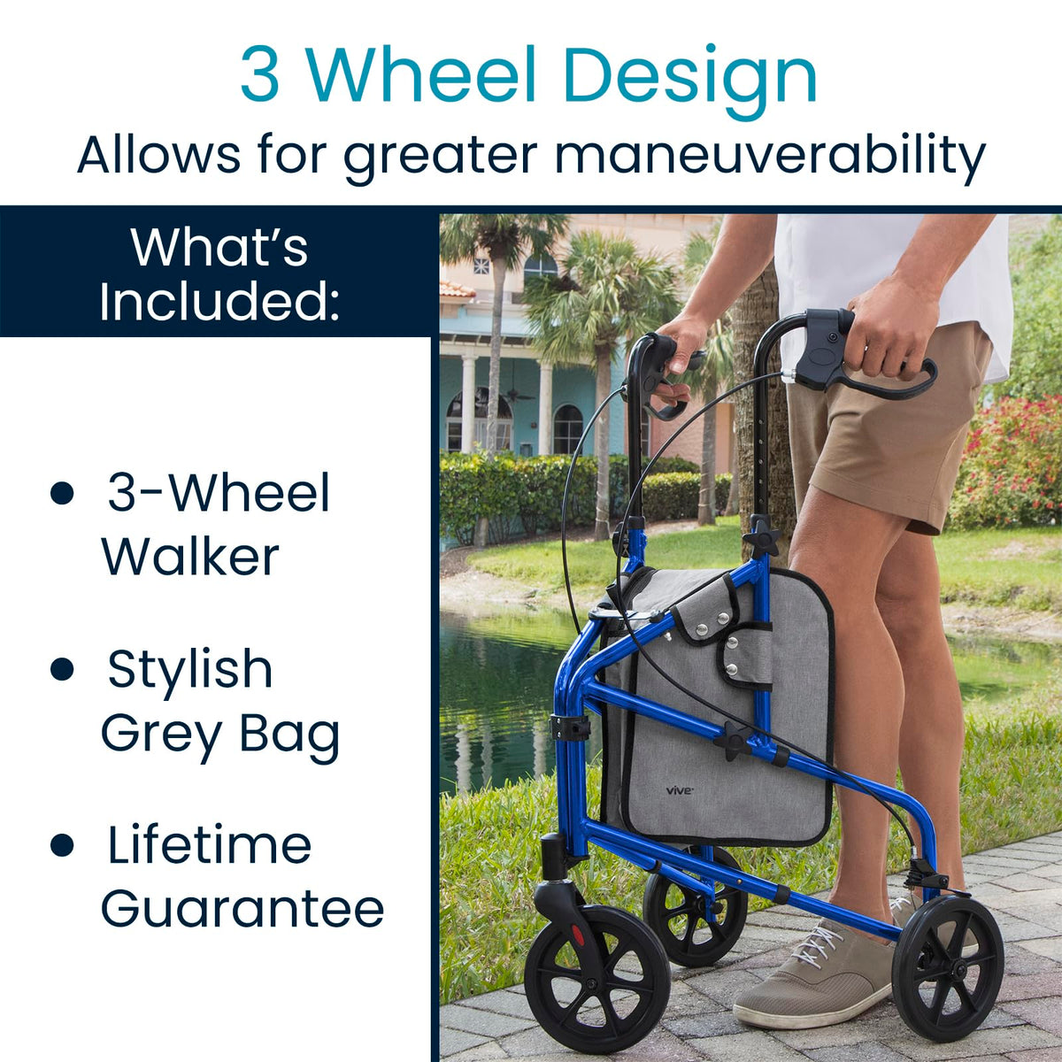 3 Wheel Foldable Walker D864