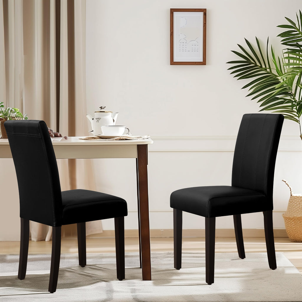 Black Faux Leather Upholstered Dining Chairs Set of 4 with Wood Legs M453737
