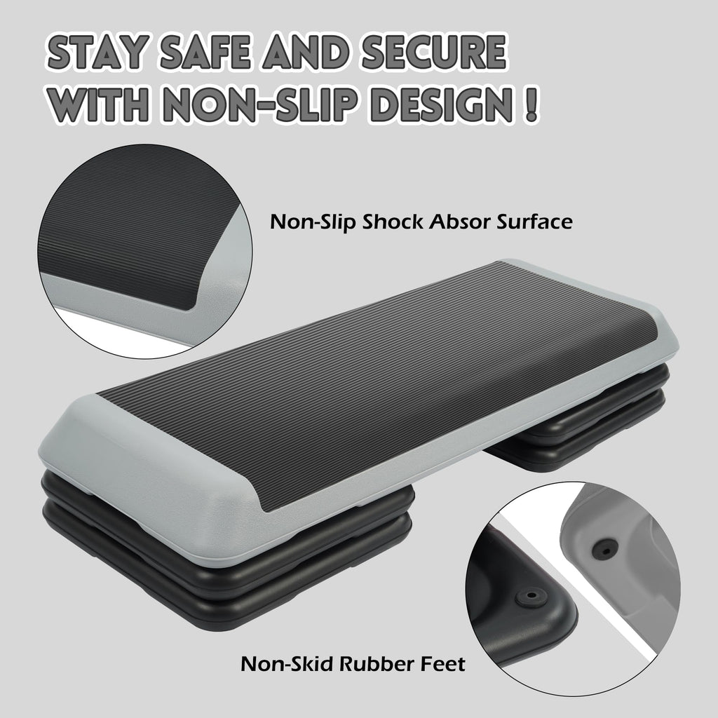 Adjustable Step Aerobic Platform with 4 Stackable Risers O29397