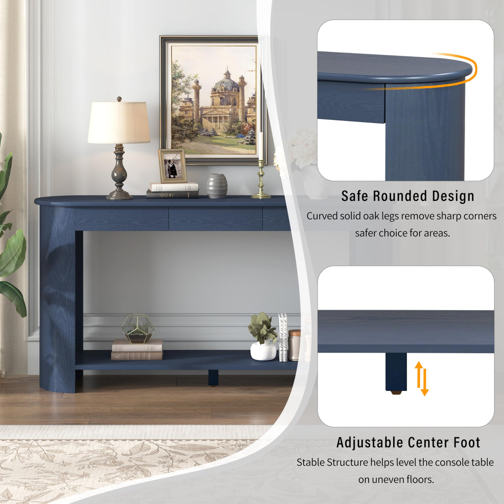 Curved Console Table with 3 Drawers and Bottom Shelf C2725