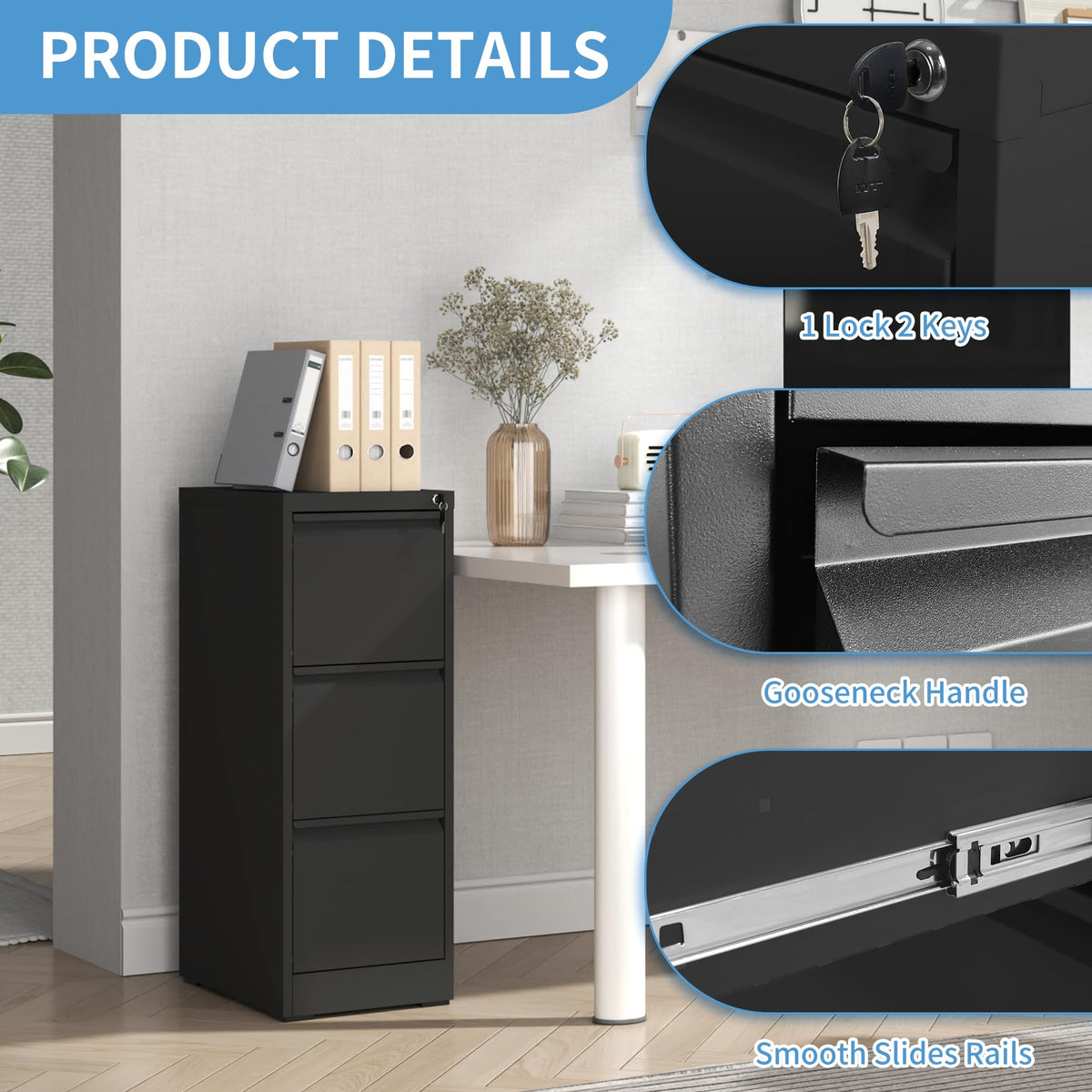 3 Drawer Metal File Cabinet with Lock Z1119