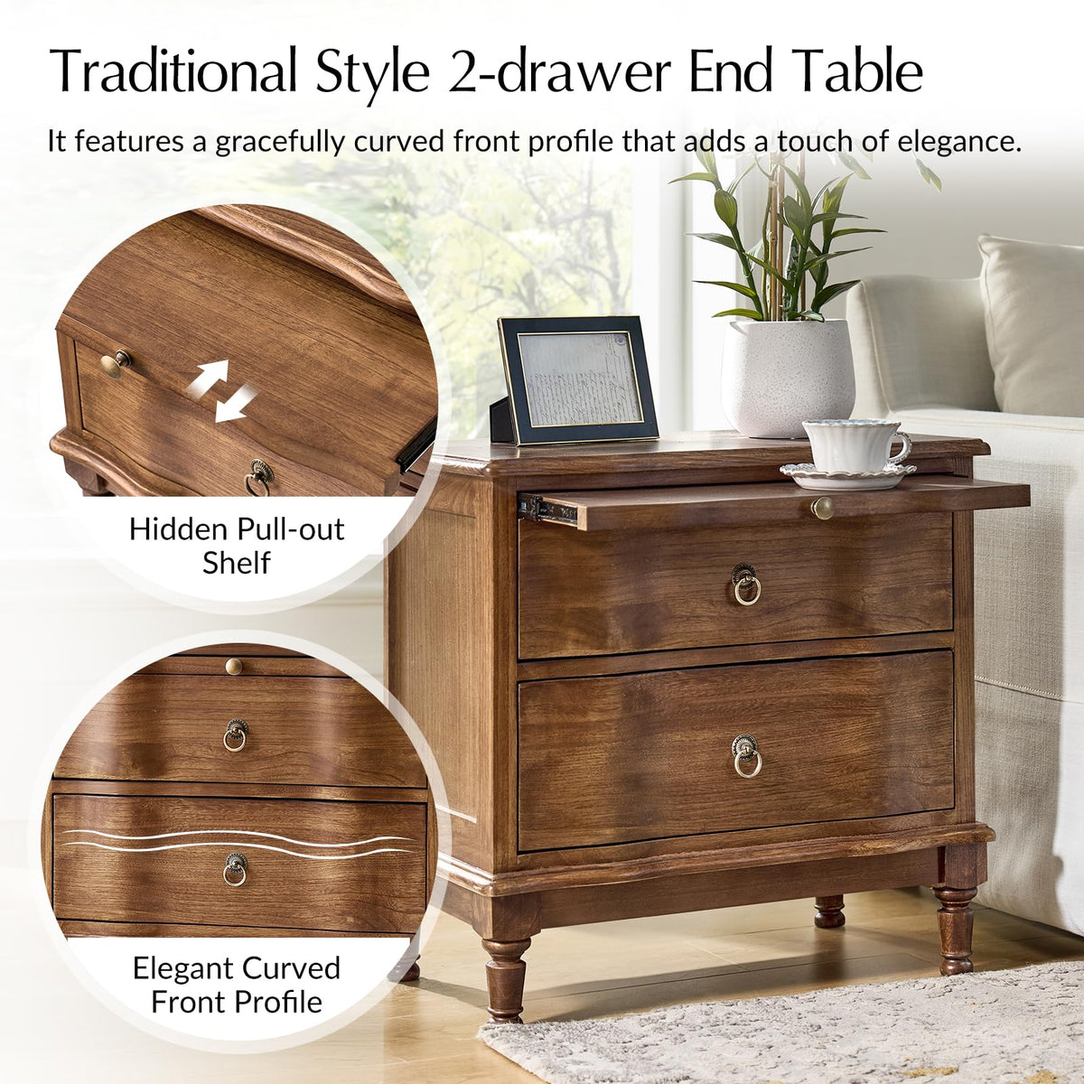 2-Drawer End Table with Charging Station Y607