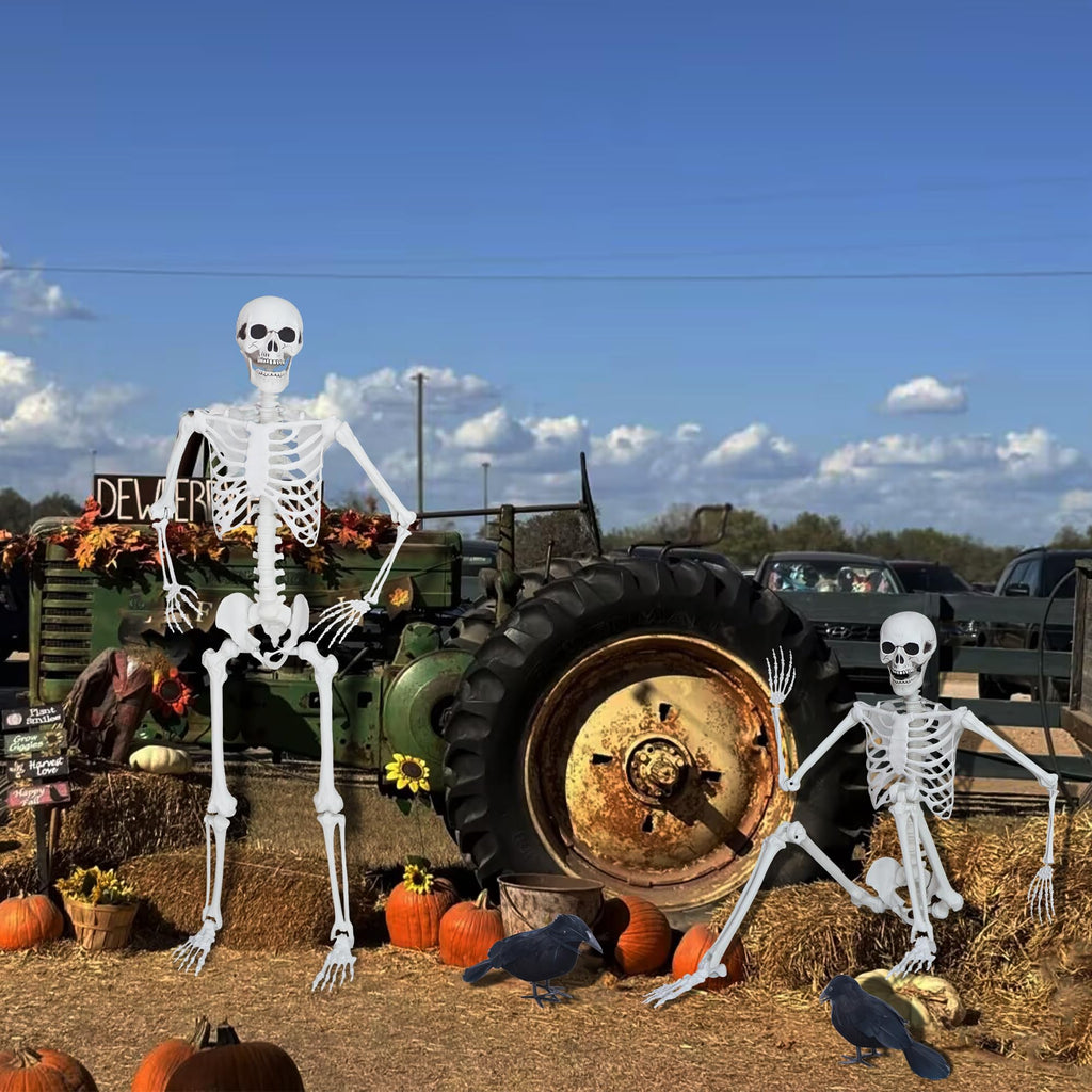 5.4ft/165cm Halloween Skeleton with Crows Movable Joints L6625