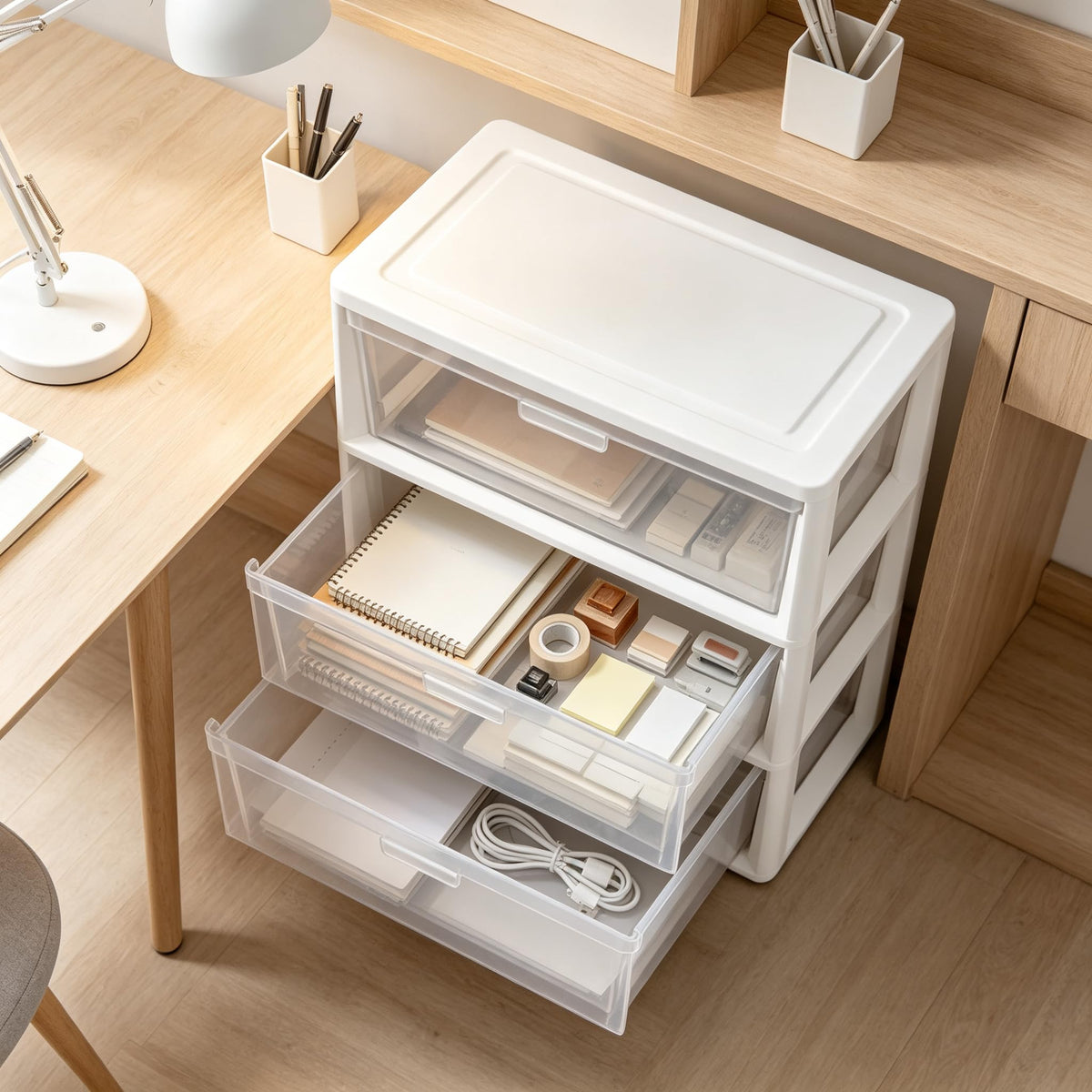 White 3 Drawer Plastic Storage Unit N4504