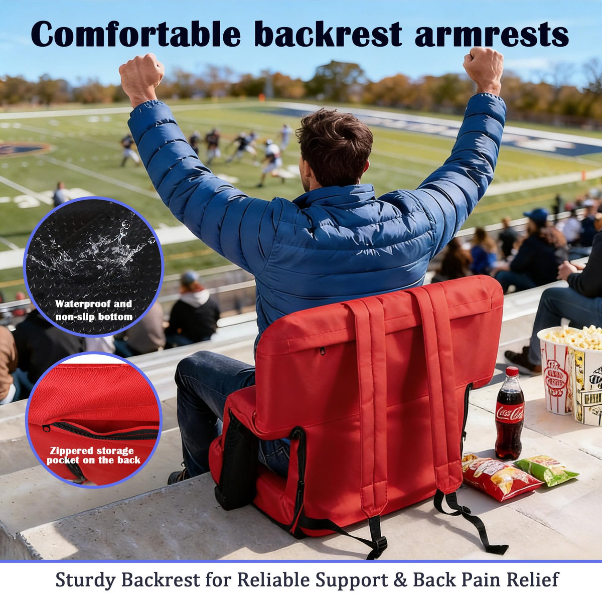 Reclining Bleacher Chair with Back Support D732