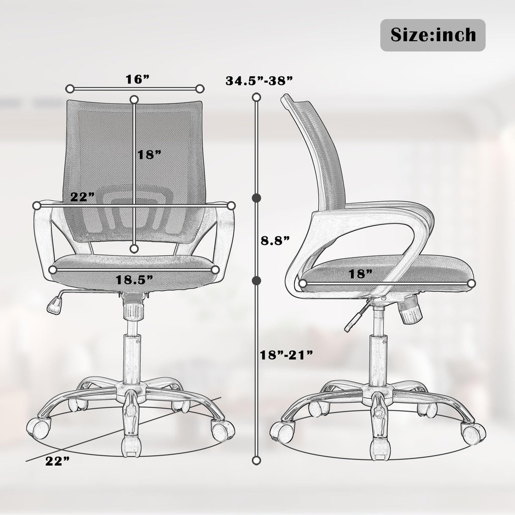 Orange Adjustable Mesh Office Chair with Lumbar Support R506685