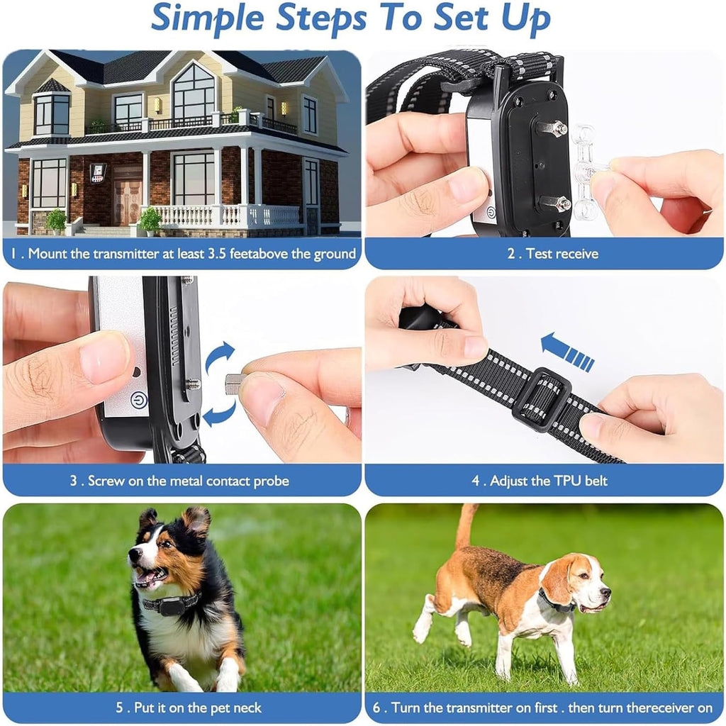 Wireless Electric Dog Fence & Training Collar 2-in-1, Waterproof Rechargeable, Up to 8 Acre F404
