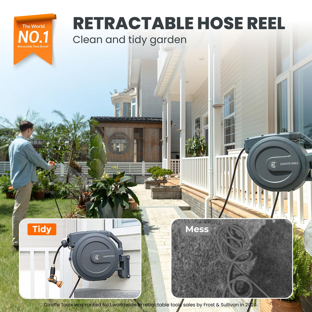 Retractable Garden Hose Reel 1/2" 130FT Wall Mount C79604
