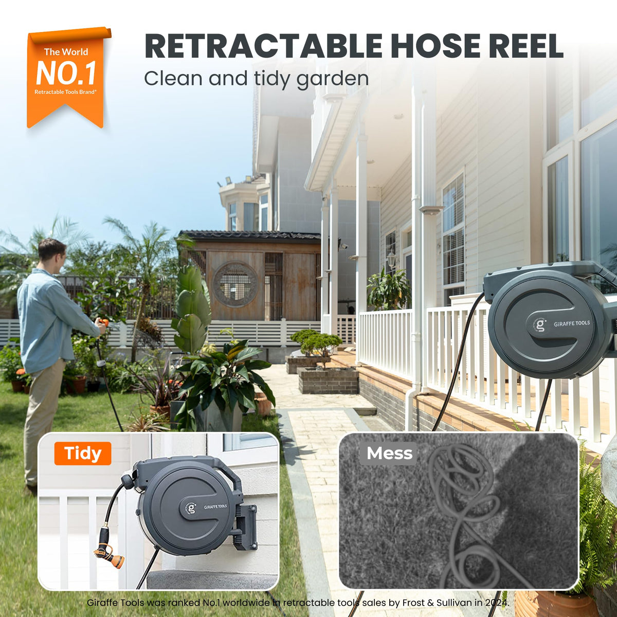 Retractable Garden Hose Reel 1/2" 130FT Wall Mount C79604