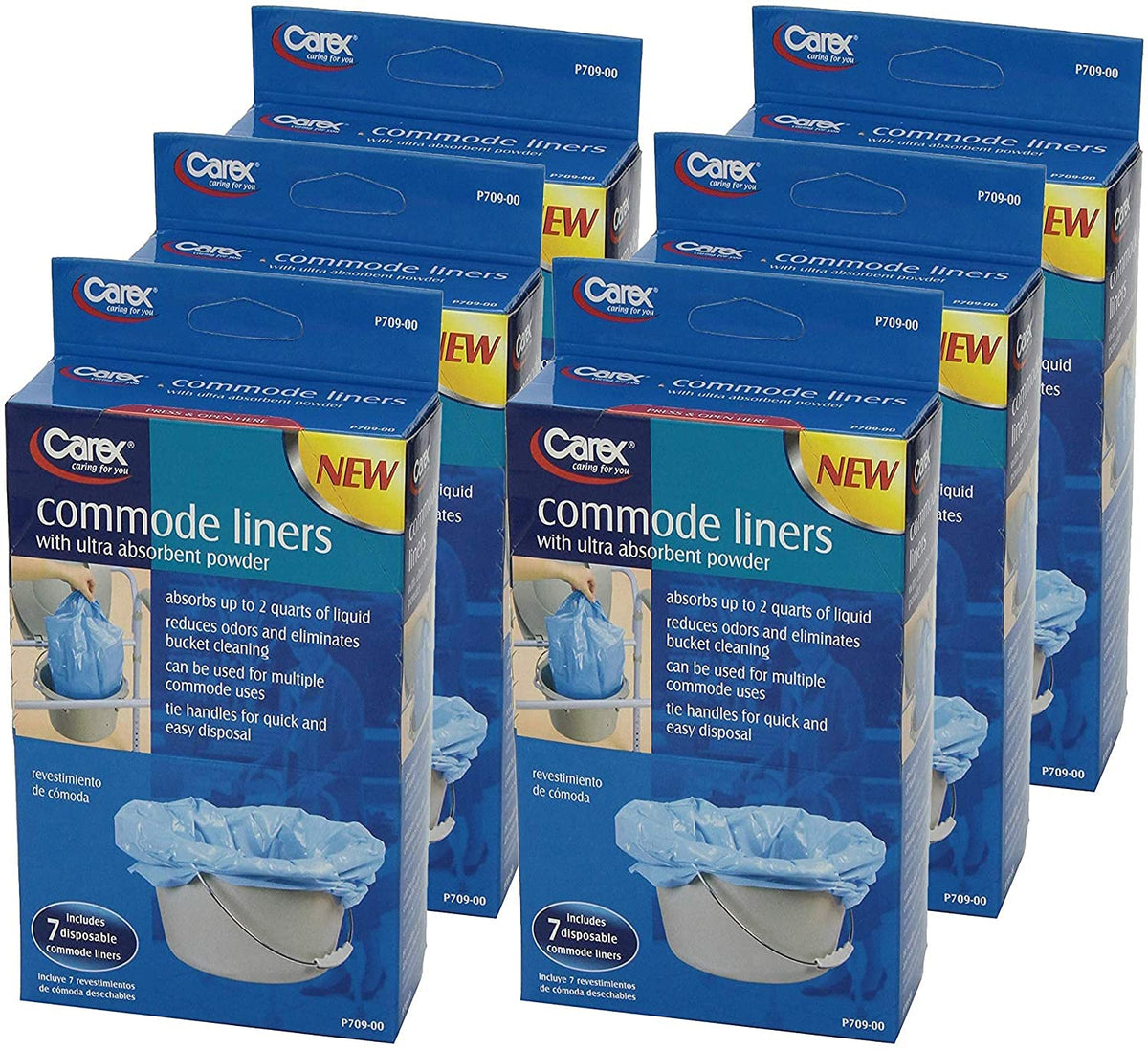 Commode Liners with Absorbent Powder, 7 Count (Pack of 6) R24878
