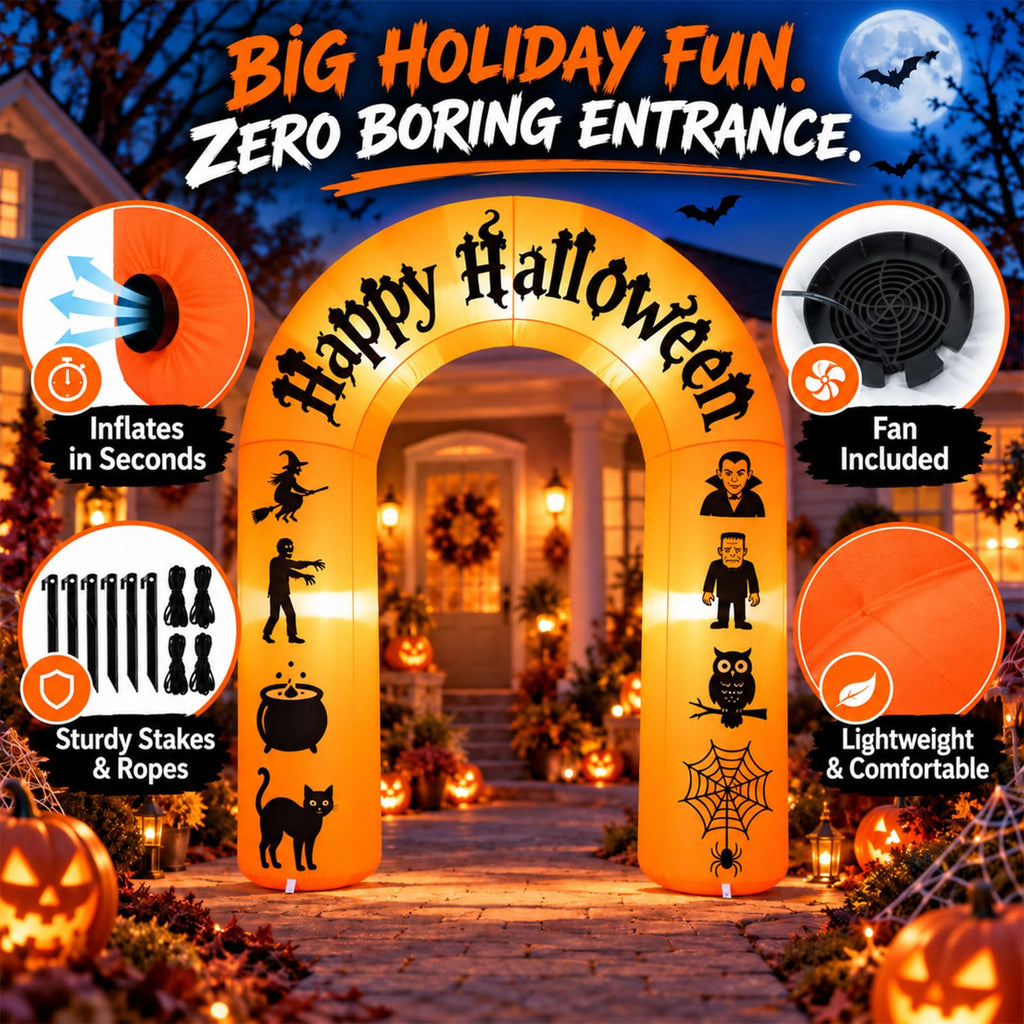 8FT Halloween Inflatable Arch with LED Lights R104