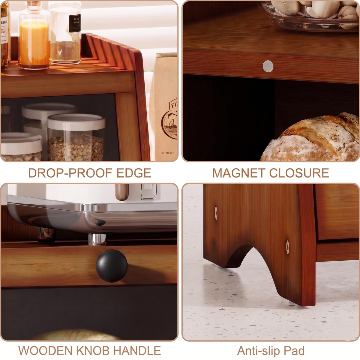 Brown Bamboo Bread Box F408