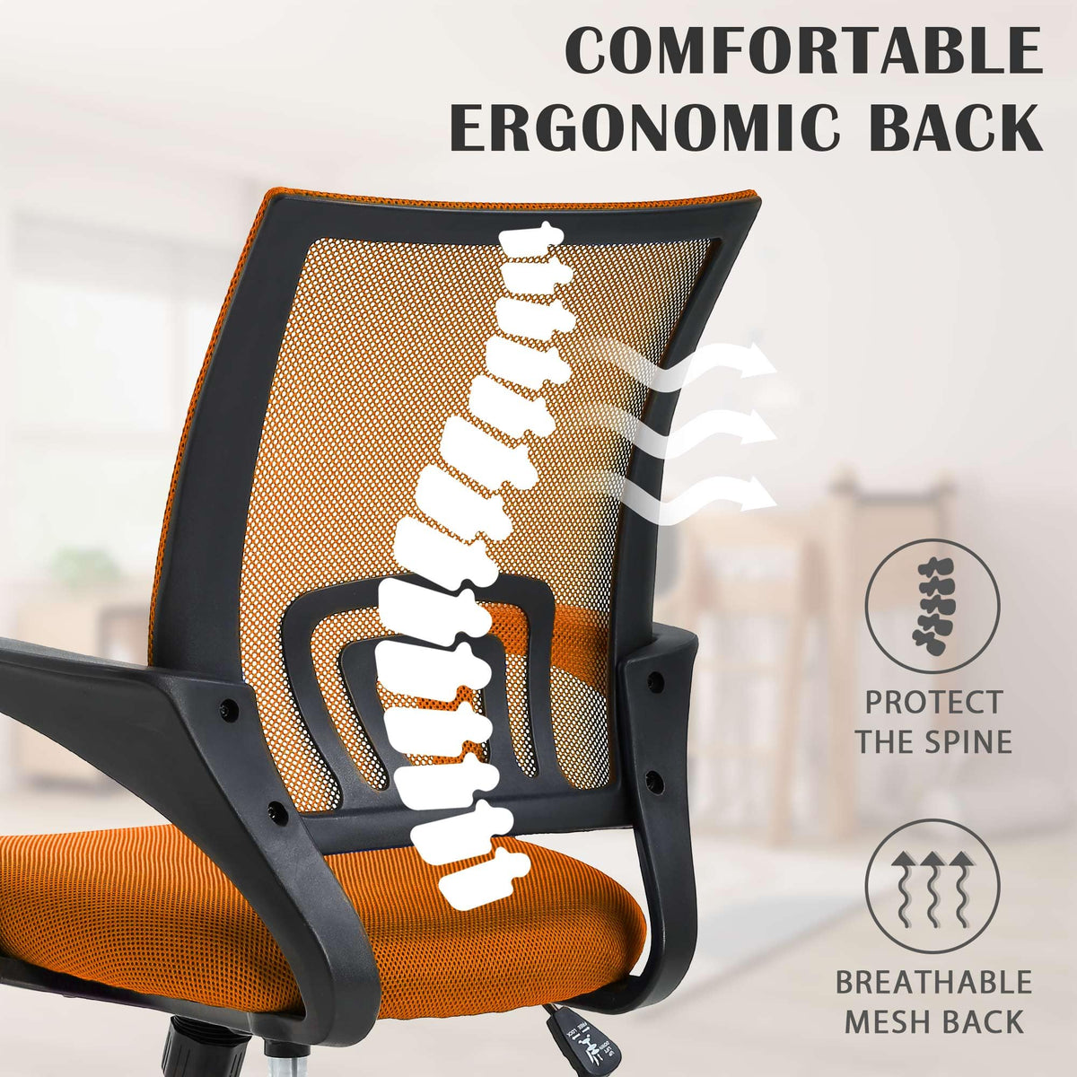 Orange Adjustable Mesh Office Chair with Lumbar Support R506685