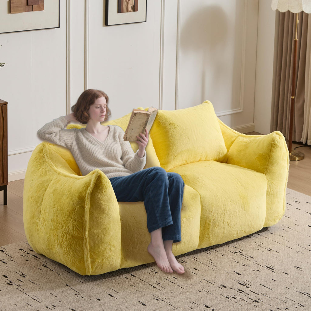 Oversized Faux Fur Memory Foam Bean Bag Chair Q770545