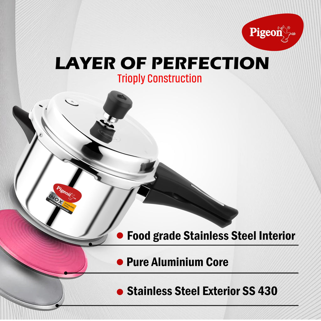 Stainless Steel Pressure Cooker Combo with Induction Base, Outer Lid 2 Liter and 3 Liter S84377