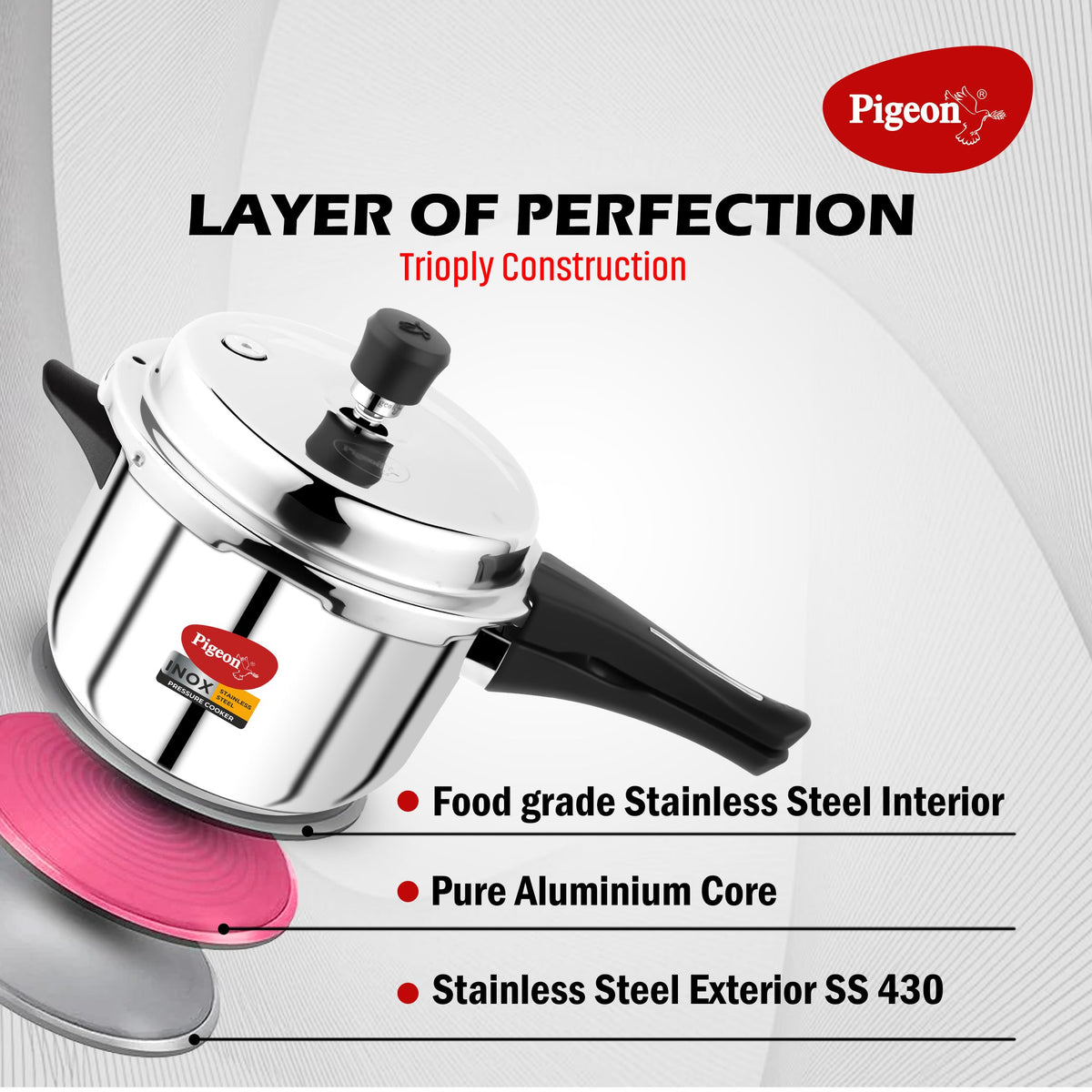 Stainless Steel Pressure Cooker Combo with Induction Base, Outer Lid 2 Liter and 3 Liter S84377