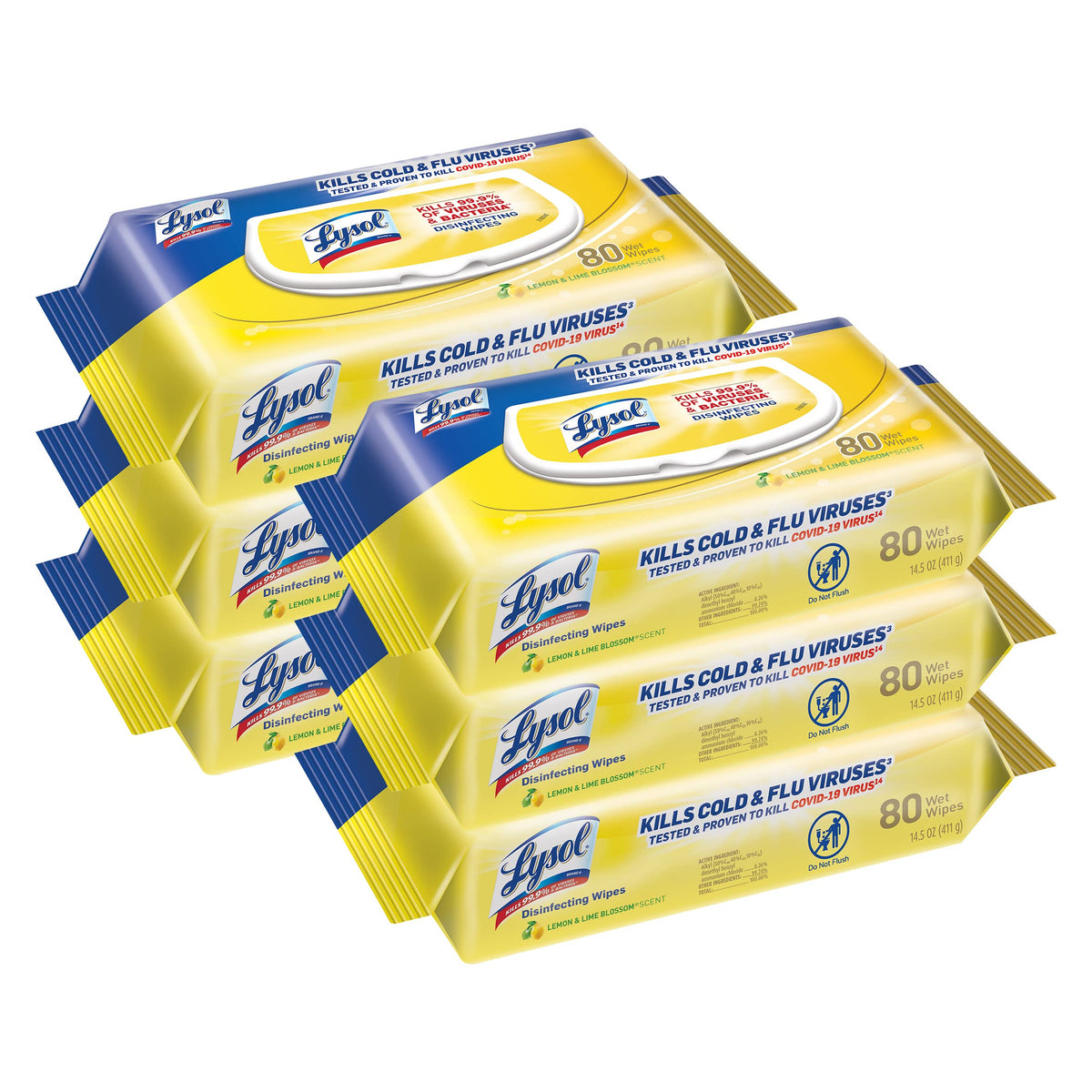 Multi-Surface Antibacterial Cleaning Wipes, Lemon and Lime Blossom, 480 Count O399