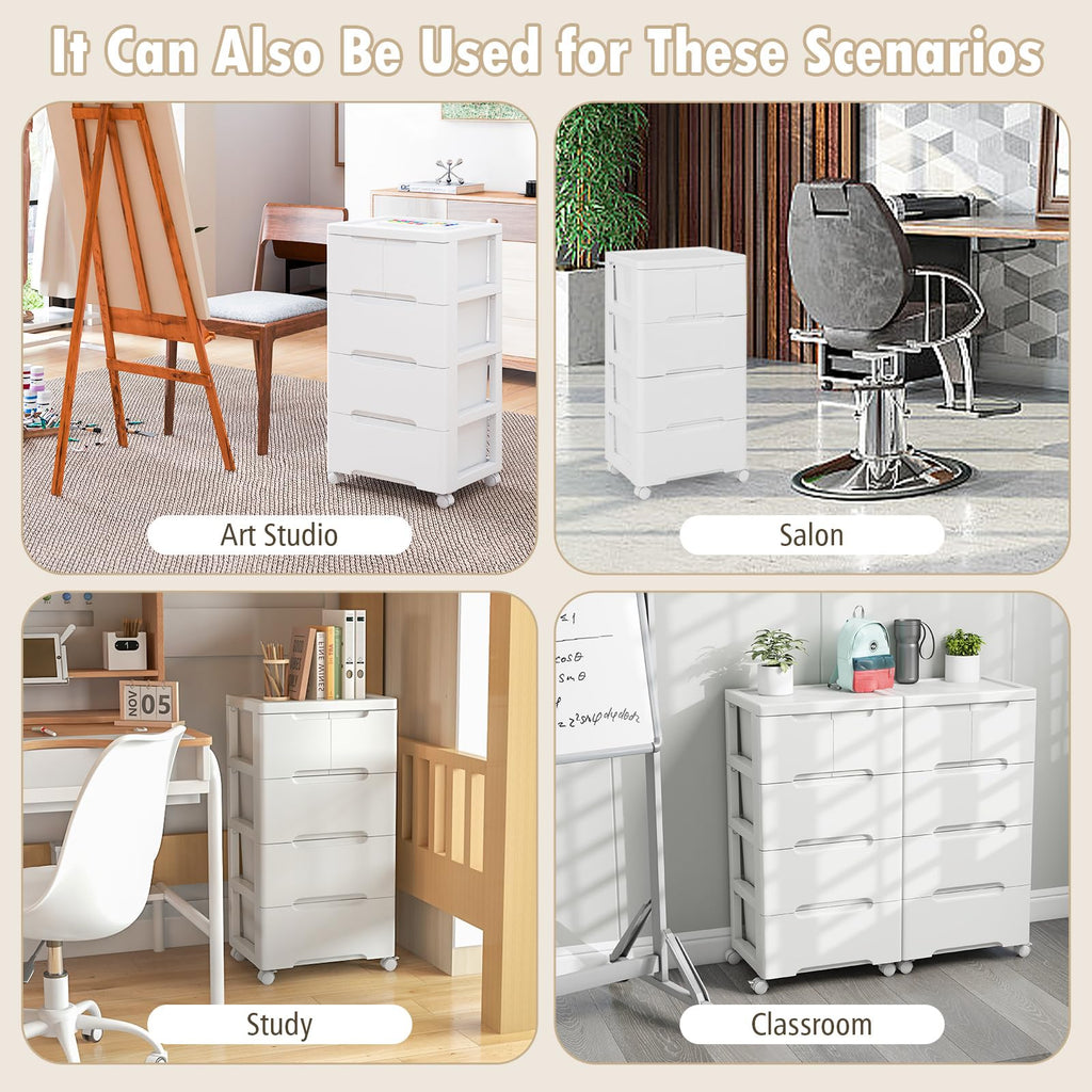 White 5 Drawer Rolling Plastic Storage Cart W119364