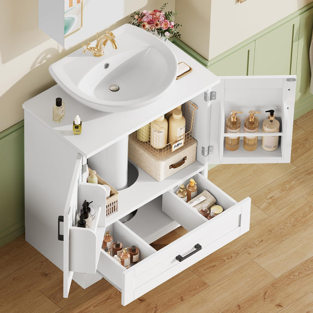 24" Pedestal Sink Storage Cabinet with 2 Doors & 1 Drawer P4158