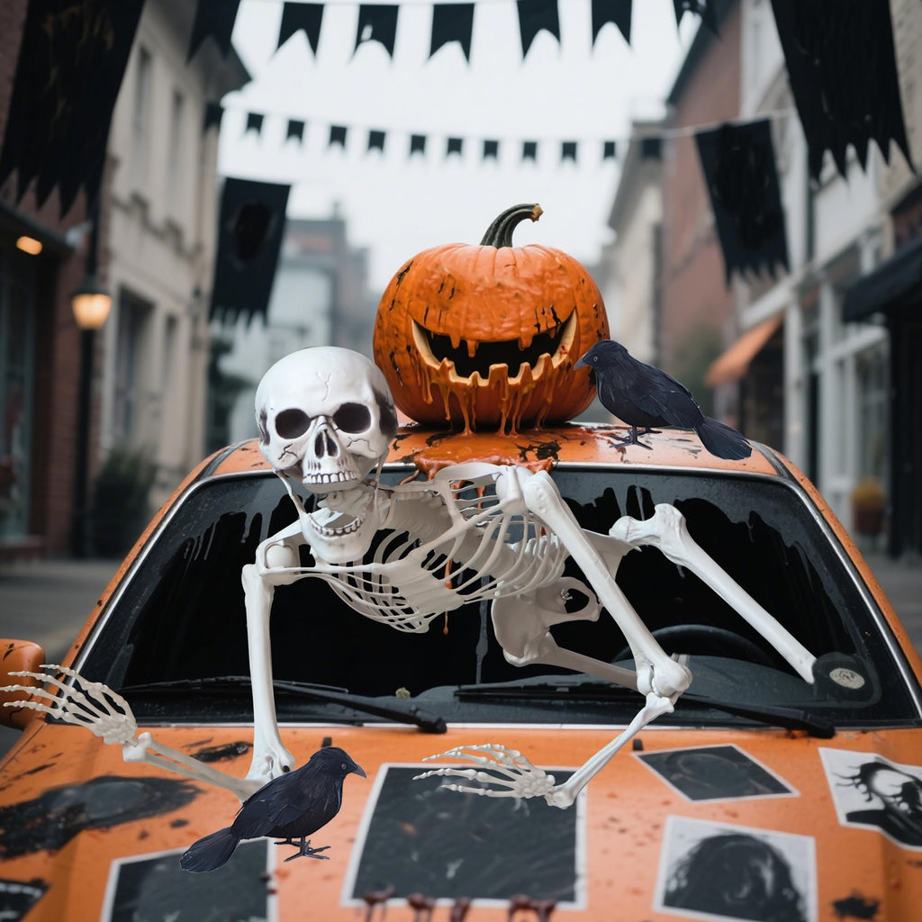 5.4ft/165cm Halloween Skeleton with Crows Movable Joints L6625