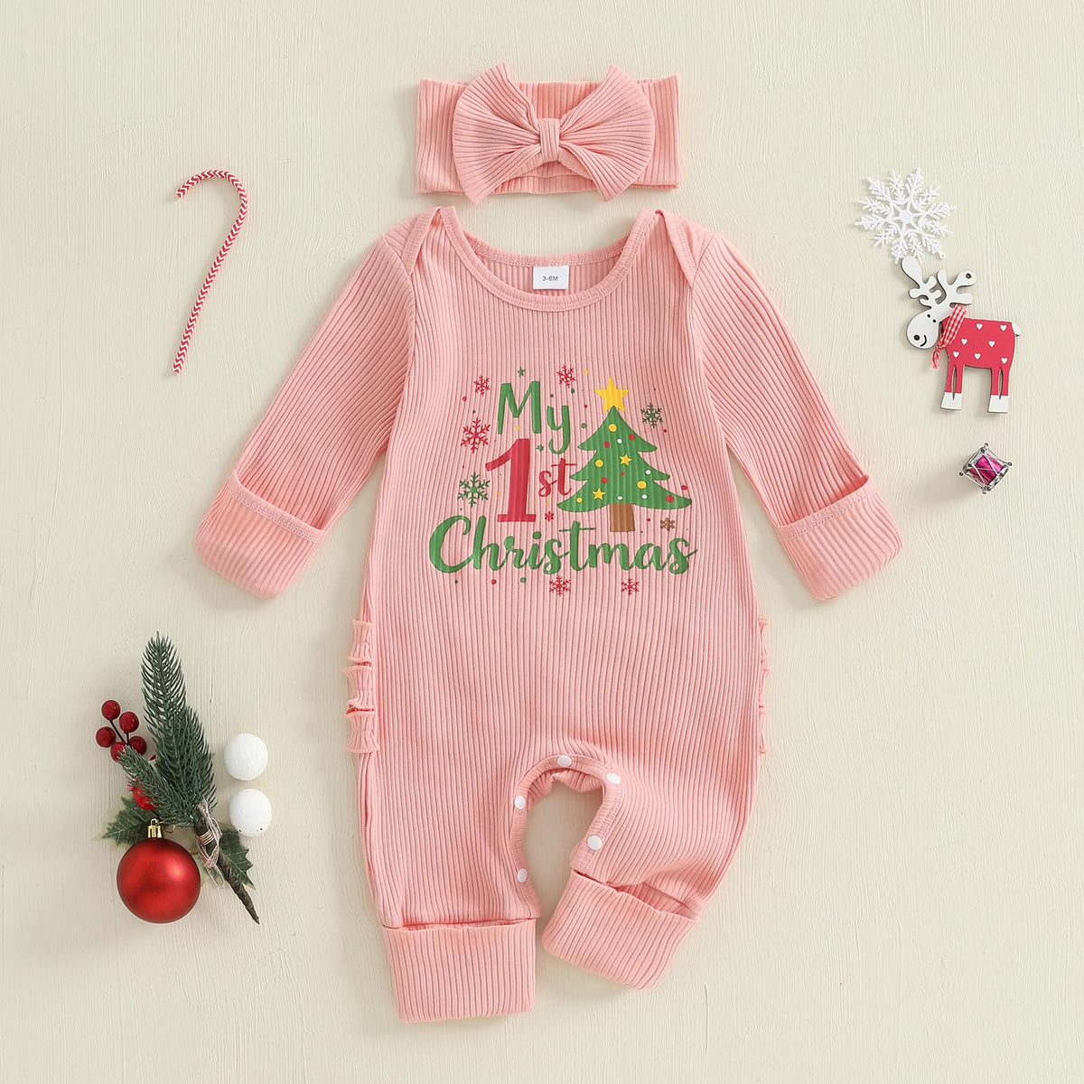 Christmas Tree Long Sleeve Romper Jumpsuit E9883
