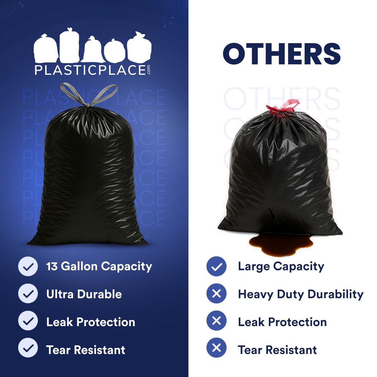 32-33 Gallon 1.2 Mil Black Drawstring Trash Bags, 100 Count W3041