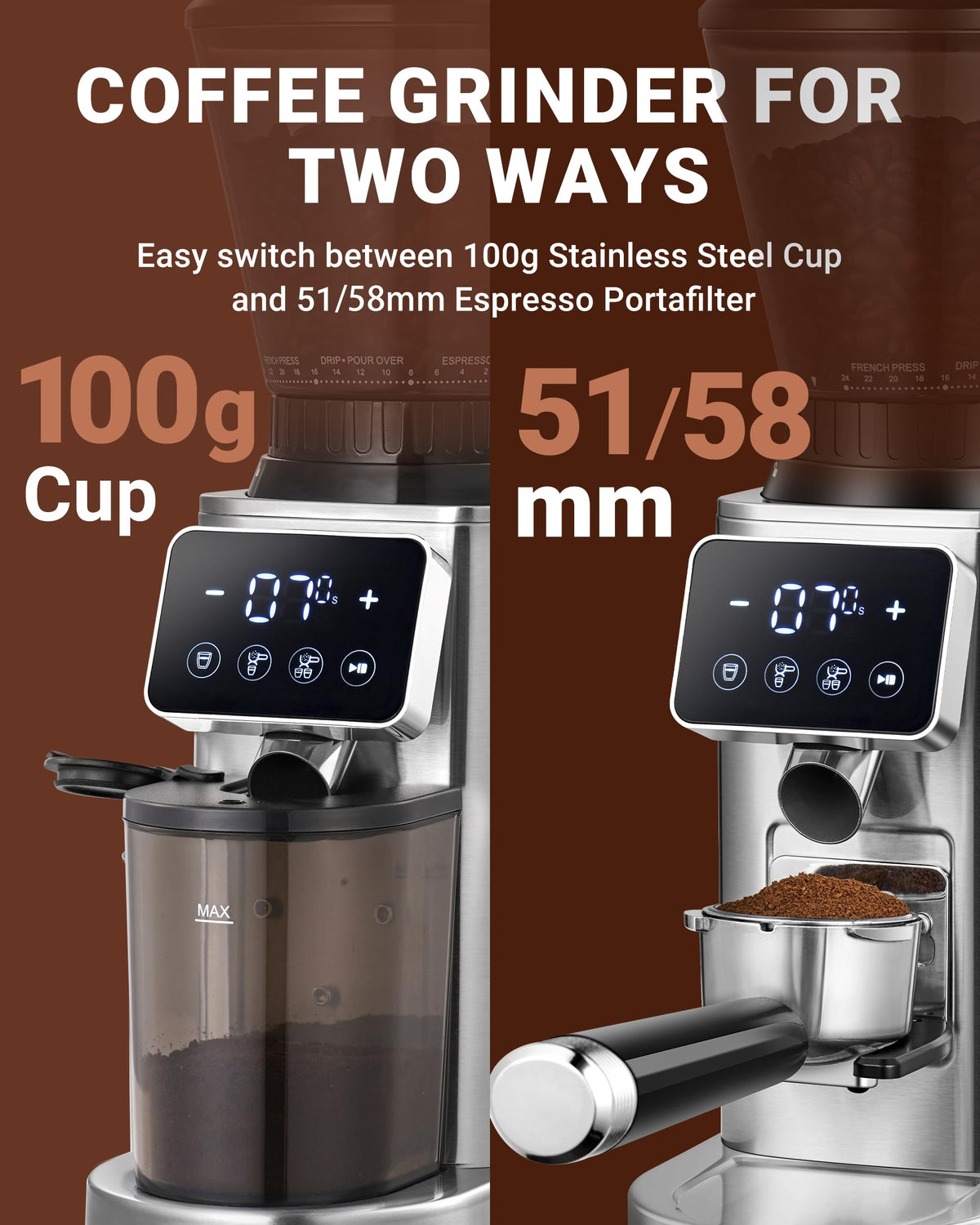 Burr Coffee Grinder, 48 Settings, Metallic Silver W41345