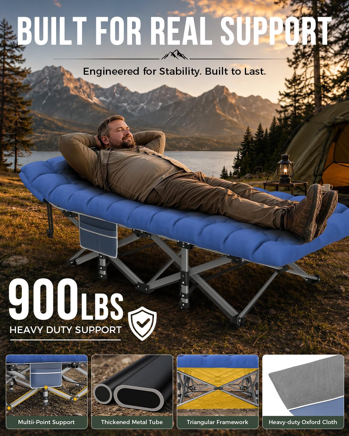 32in XXL Folding Camping Cot with Mattress X97488