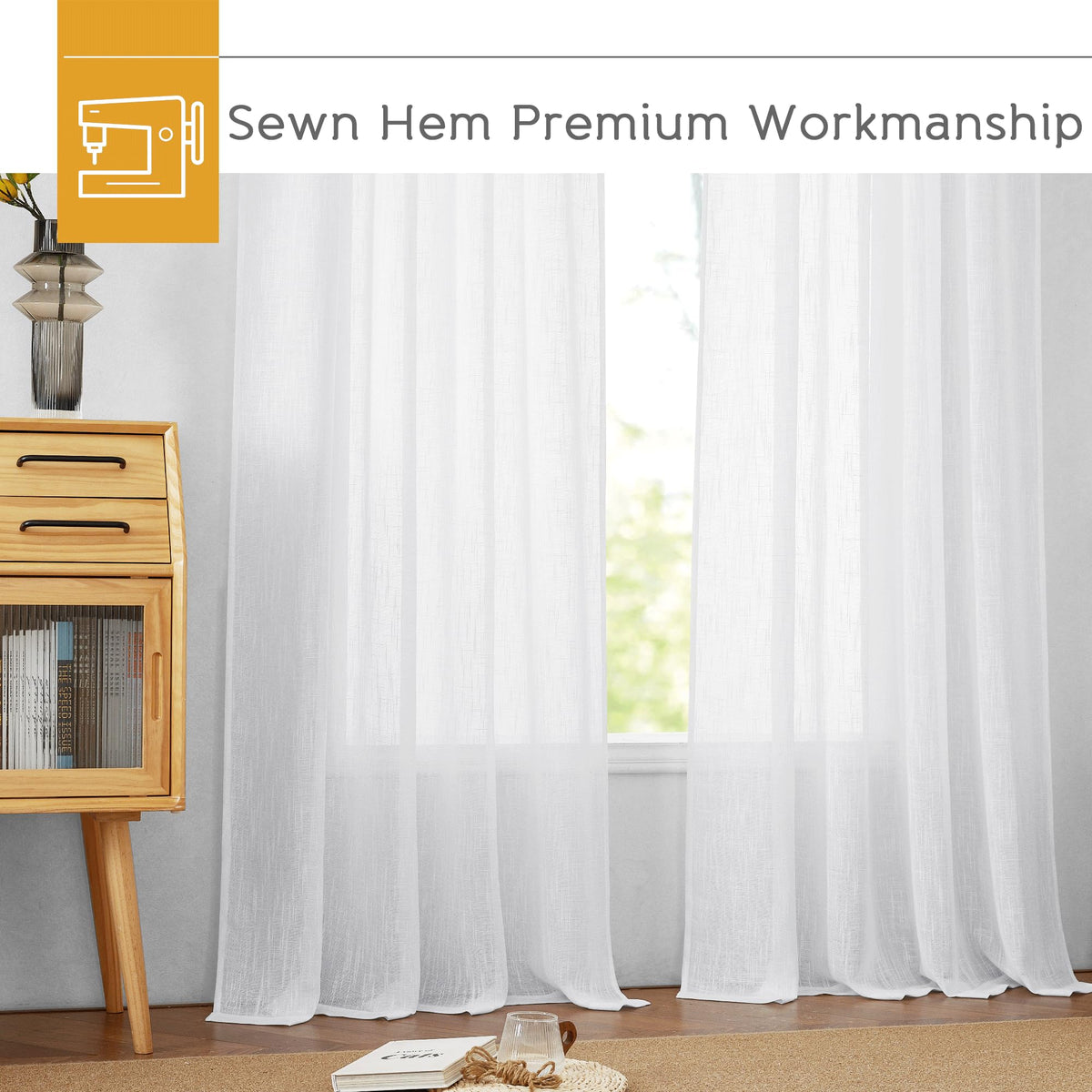 White Sheer Curtains 90 inches Long I46703