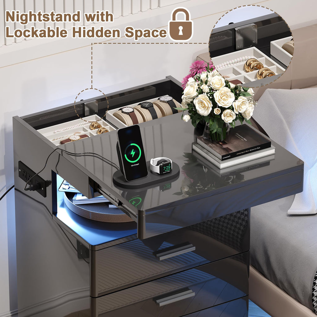 Led Nightstand with Charging Station B141