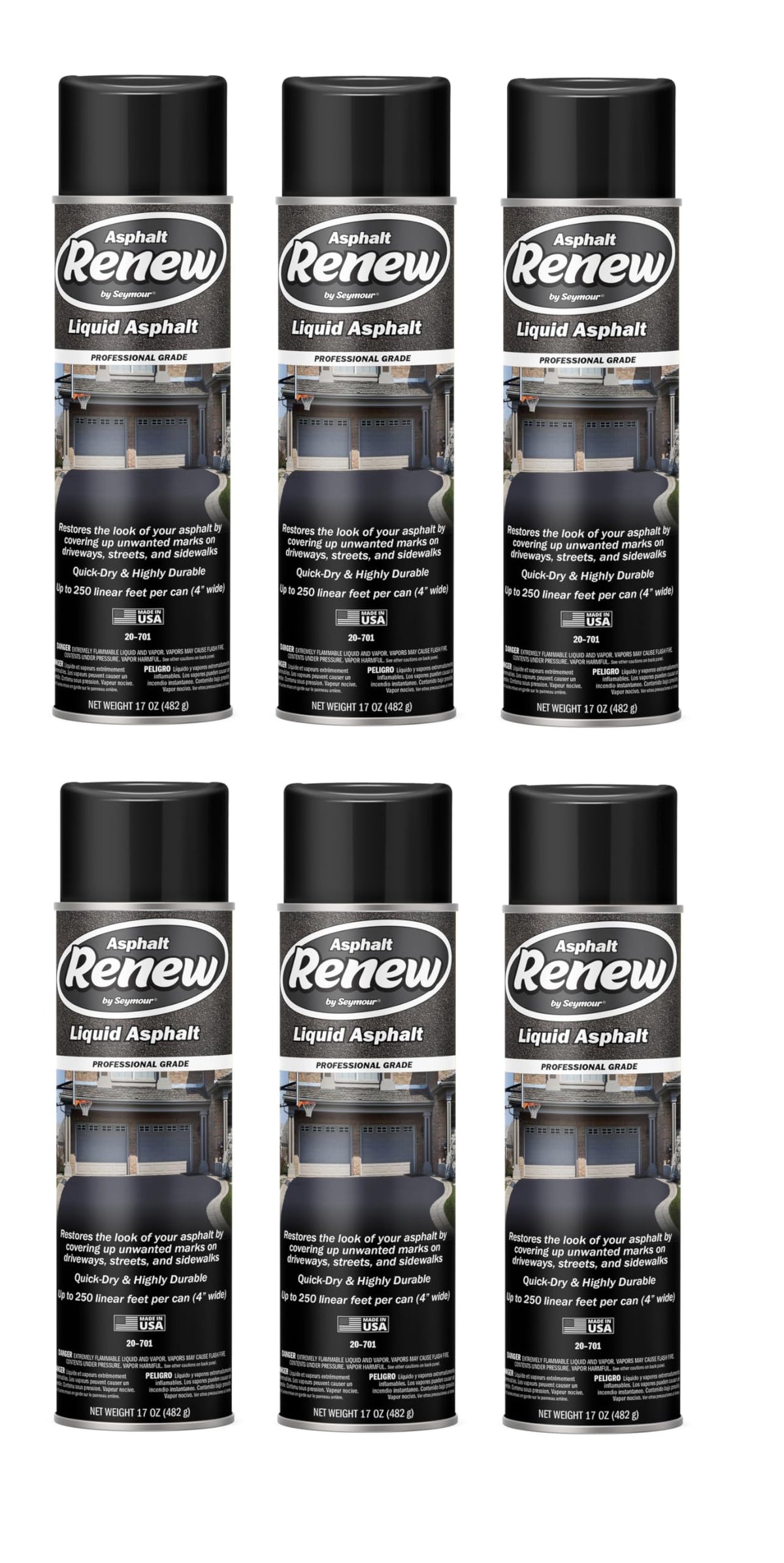 Jet Black Asphalt Renew Spray Paint 6 Pack 17 oz L20102