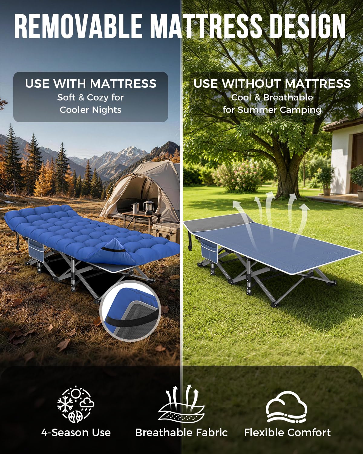 32in XXL Folding Camping Cot with Mattress X97488