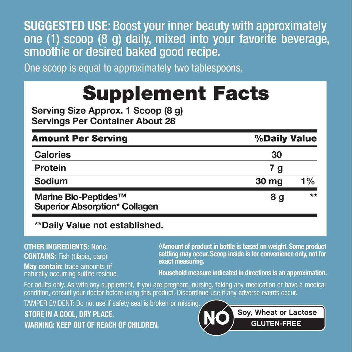 Marine Collagen Peptides Powder 8 oz Unflavored F845060