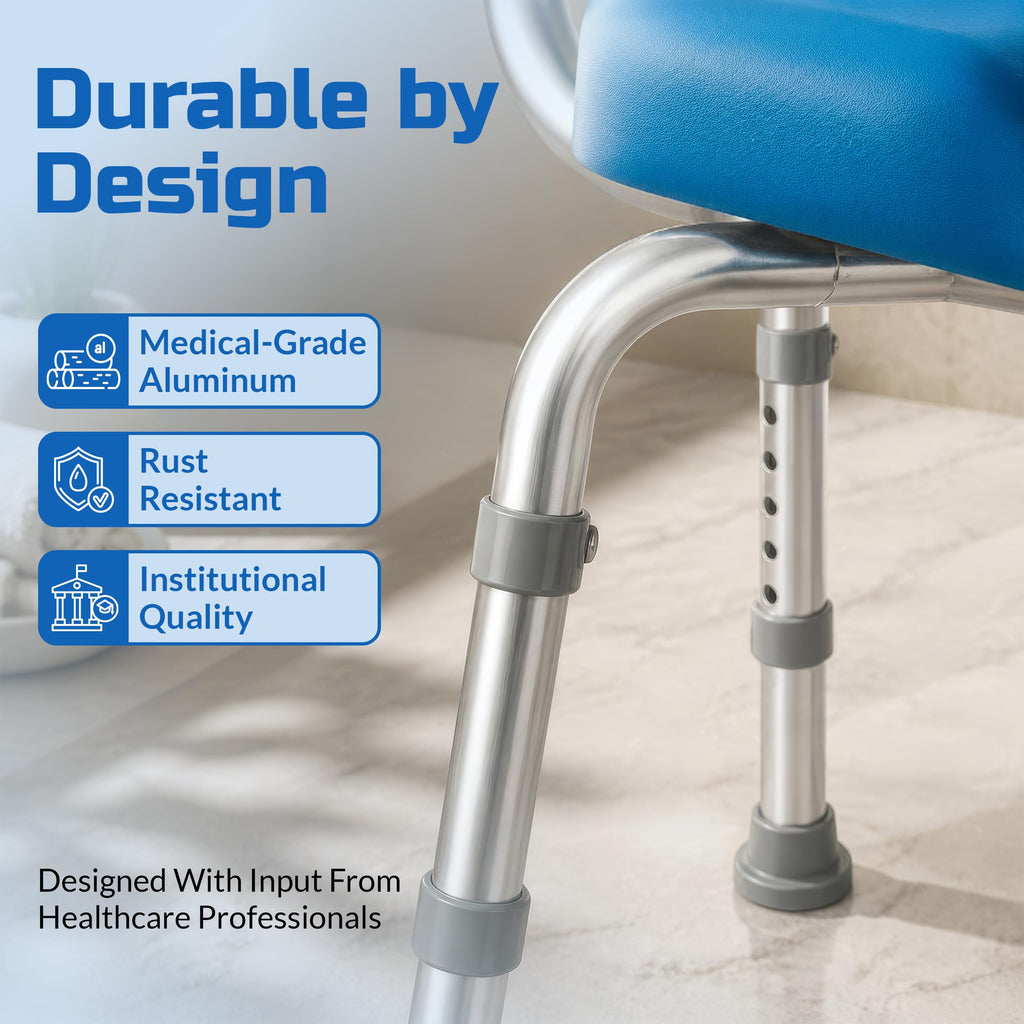 Blue Adjustable Padded Aluminum Shower Bench C4397