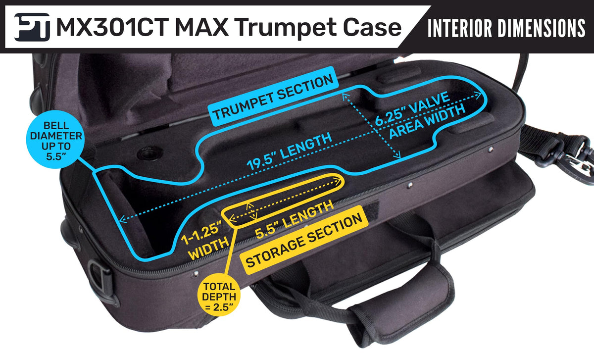 Black Trumpet Case with Sheet Music Pocket U58244