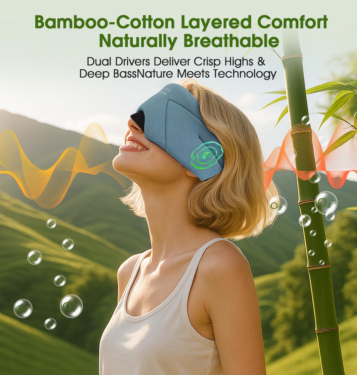Soft Bamboo Cotton Bluetooth Sleep Mask with Headphones H26775
