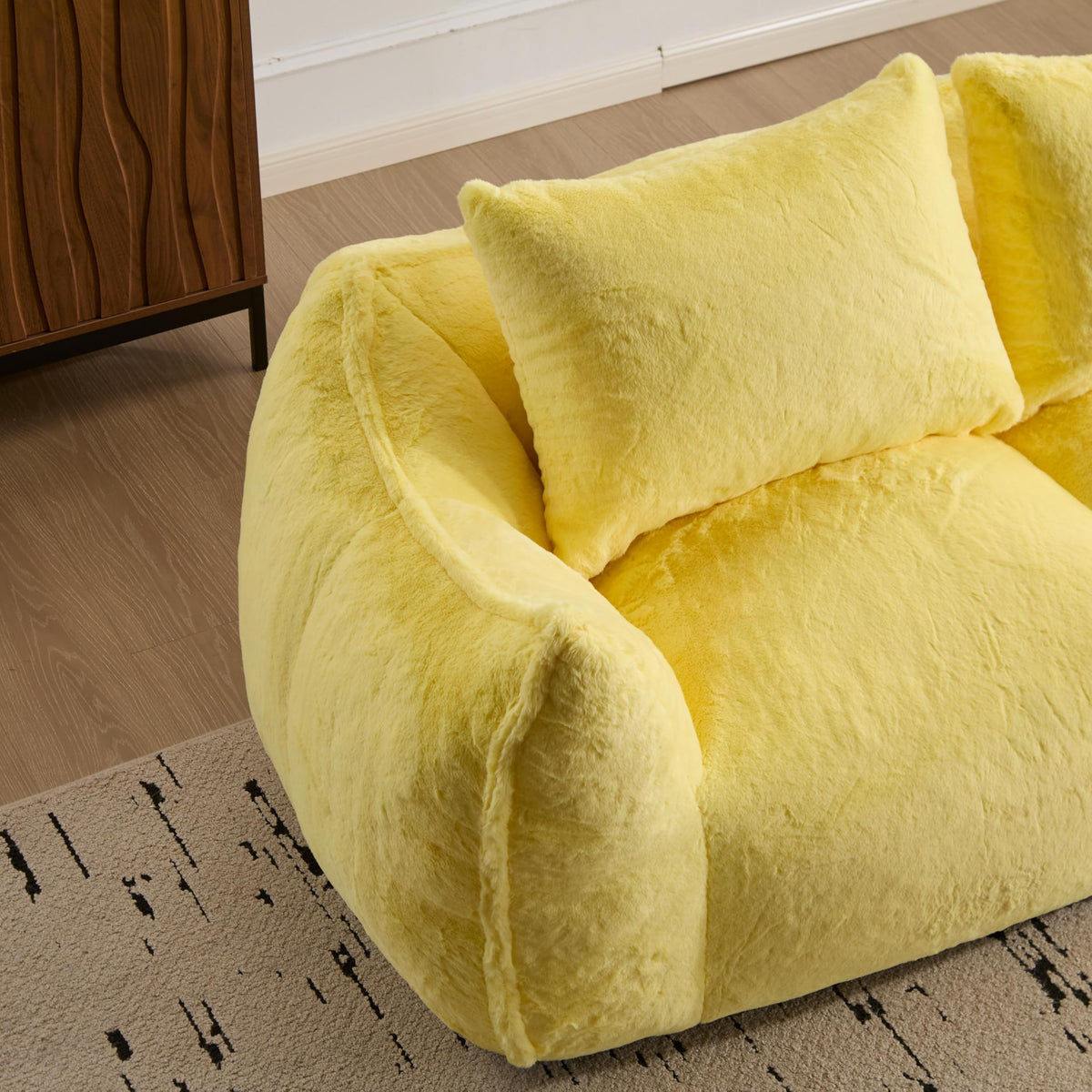 Oversized Faux Fur Memory Foam Bean Bag Chair Q770545