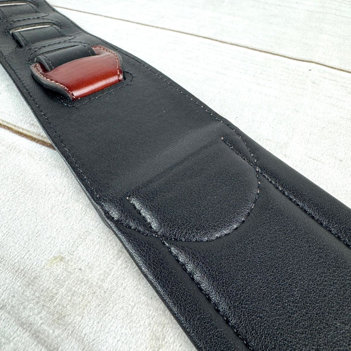 Whiskey Tan and Brown Full Grain Carving Leather Padded Guitar Strap B875411