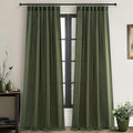 Dark Green 96 Inches Long Thick Linen 2 Panels Set Curtains M919418