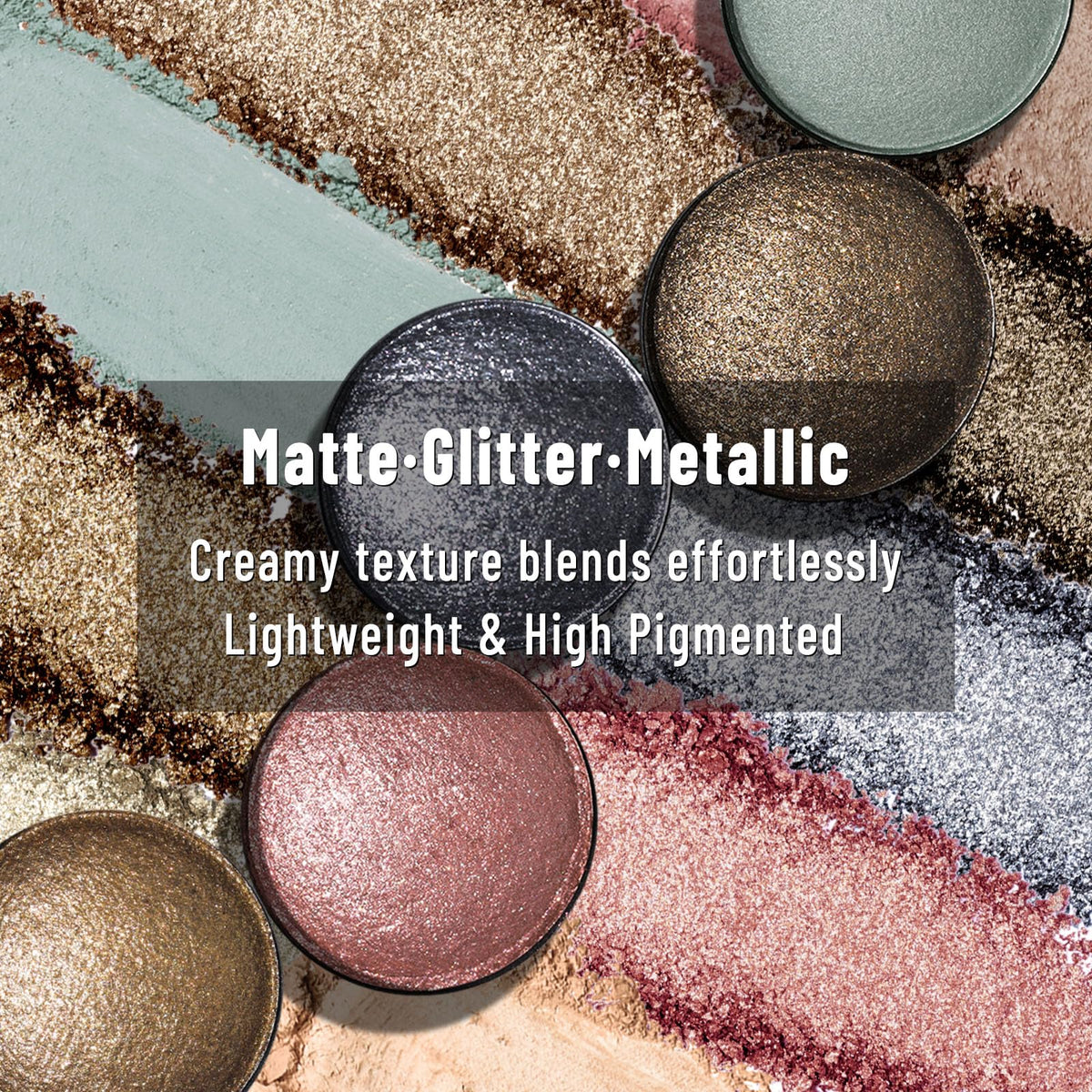 Baked Eyeshadow Makeup Palette 16 Pigmented Soft Neutrals Taupe Earth Tones Smoky Shades Glitter Matte Metallic A491